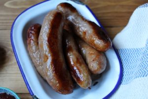 Free-range pork sausages at Launceston Farm