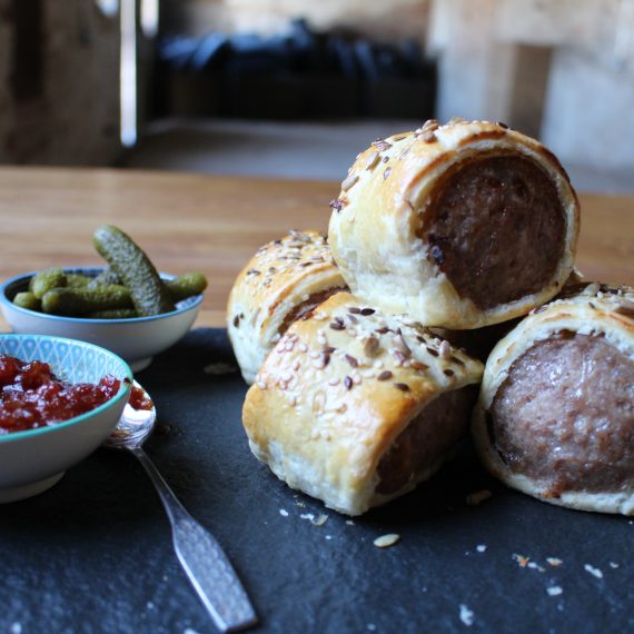 free-range pork sausage rolls at aLaunceston Farm